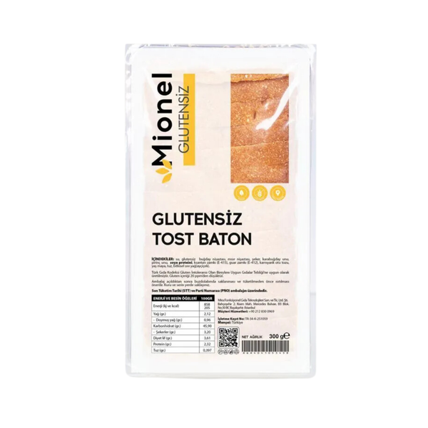 MİONEL Glutensiz Tost Baton Ekmek 300g