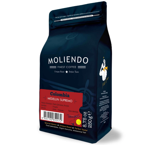 MOLIENDO Colombia Medellin Supremo Yöresel Çekirdek Kahve 250g