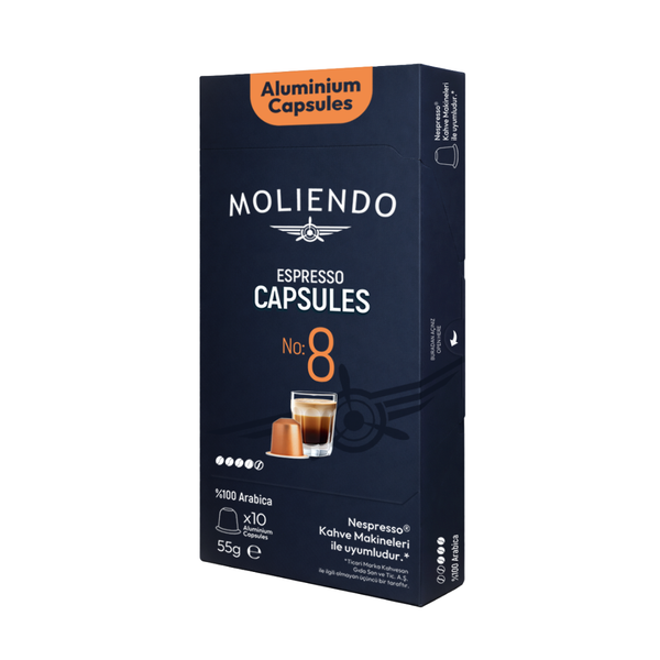 MOLİENDO Nespresso Uyumlu No:8 Alüminyum 10 Kapsül