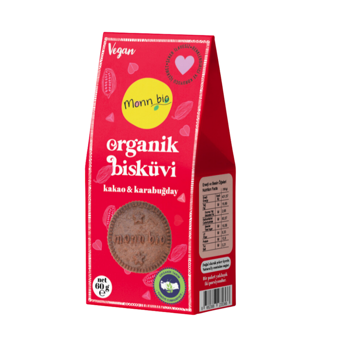 MONN BIO Organik Kakaolu Karabuğdaylı Bisküvi 60g