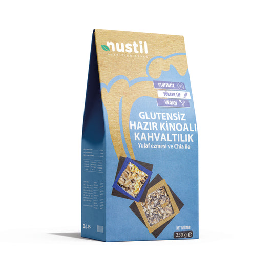 NUSTİL Glutensiz Hazır Kinoalı Kahvaltılık + Yulaf Ezmesi + Chia 250g