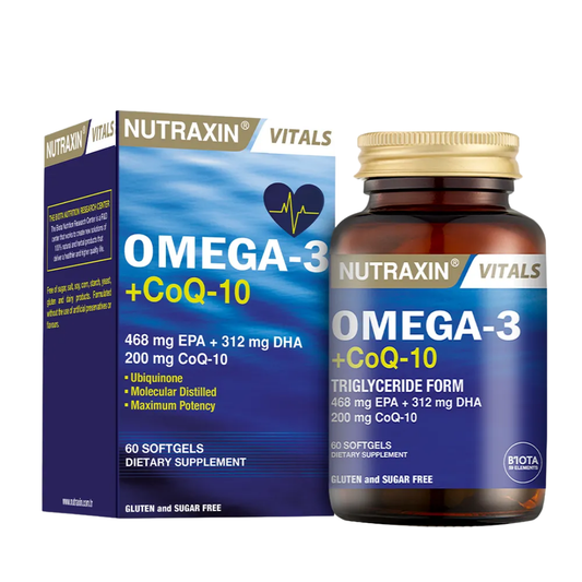 NUTRAXIN Vitals Omega 3+Coq-10 Yumuşak Jelatin 60 Kapsül