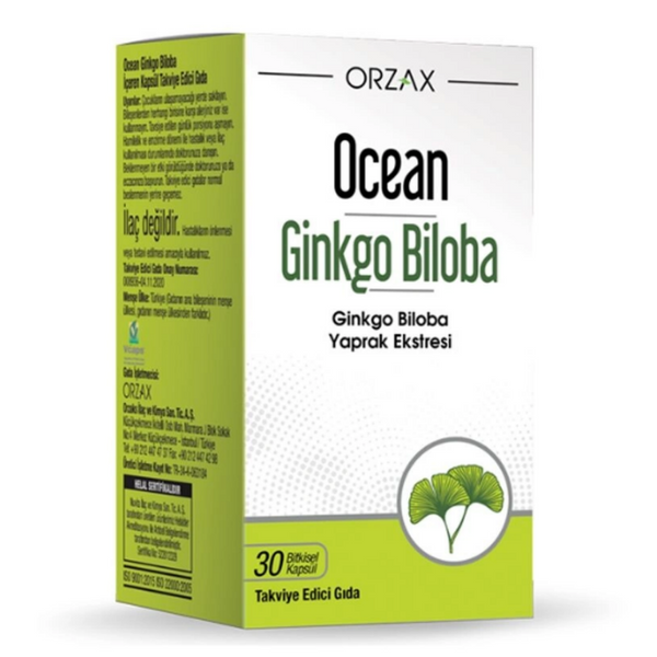 ORZAX Ocean Ginkgo Biloba Takviye Edici Gıda 30 Bitkisel Kapsül