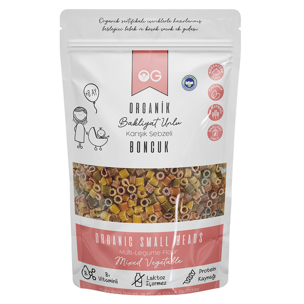 OG NATURAL Organik Karışık Sebzeli Bakliyat Unlu Boncuk Makarna 200g