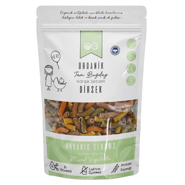 OG NATURAL Organik Karışık Sebzeli Tam Buğday Dirsek Makarna 200g