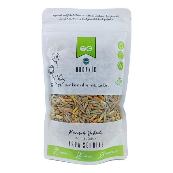 OG NATURAL Organik Karışık Sebzeli Tam Buğday Arpa Şehriye 250g +7 Ay