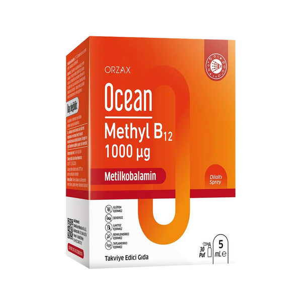 ORZAX Ocean Methyl B12 5 ml Dilaltı Sprey 30 Doz