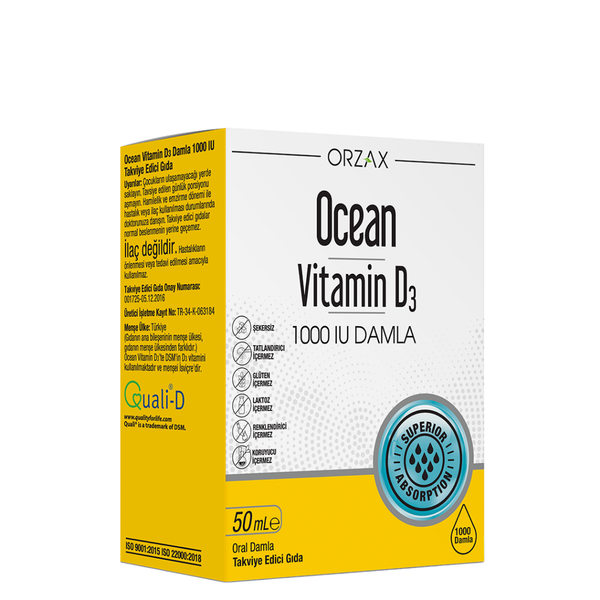 ORZAX Ocean Vitamin D3 1000 IU Damla 50 mL