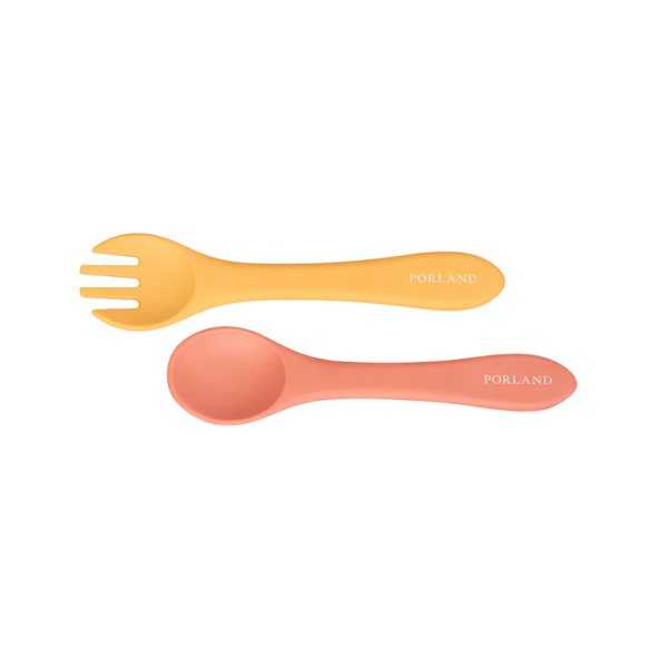 PORLAND Fancy Hardal & Dusty Clay Bebek Alıştırma Çatal & Kaşık Seti