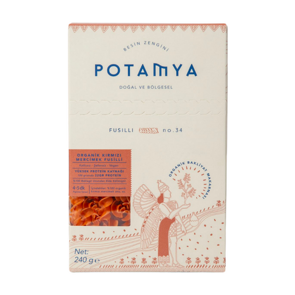 POTAMYA Organik Kırmızı Mercimek Fusilli 240g