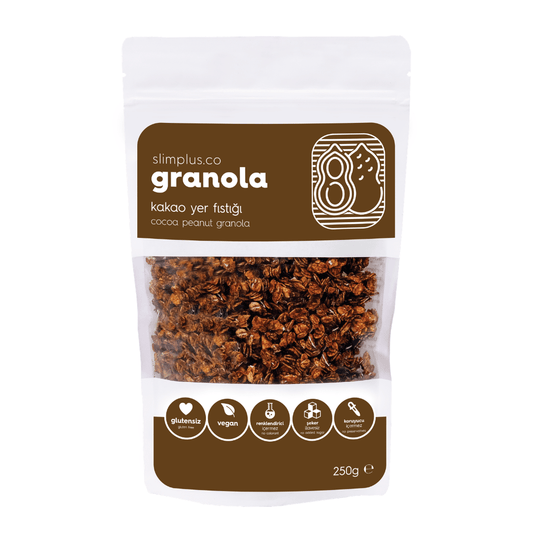 SLİMPLUS Kakao Yer Fıstığı Glutensiz İlave Şekersiz Vegan Granola 250g
