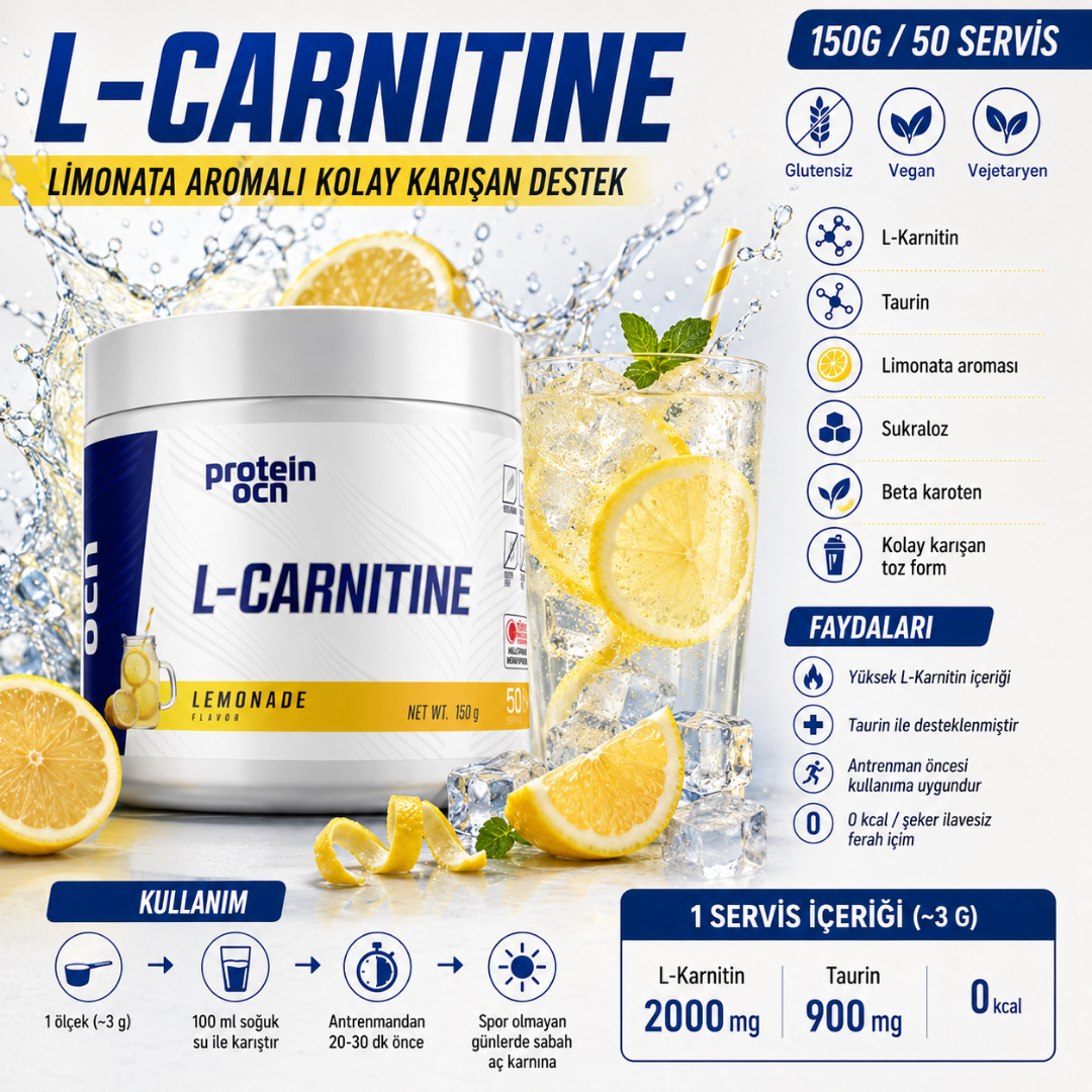 PROTEINOCEAN L-Carnitine Limonata 150g zel Beslenme PROTEINOCEAN L-Carnitine Limonata 150g zel Beslenme