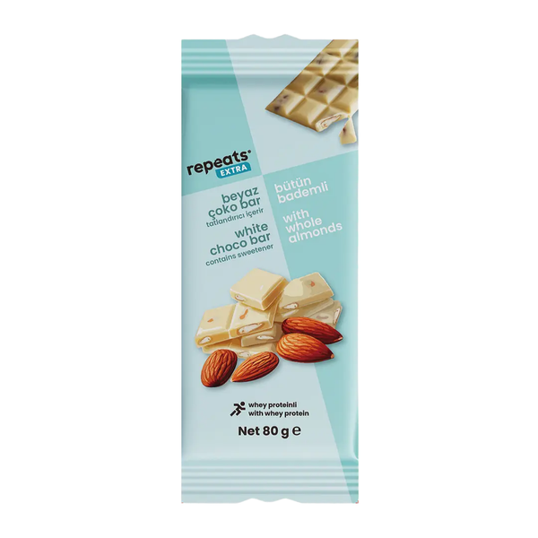 REPEATS Extra Beyaz Bademli Bar 80g