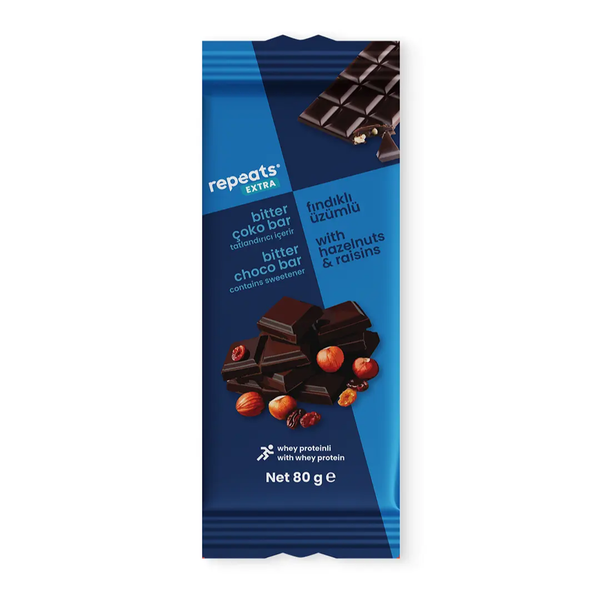 REPEATS Extra Bitter Fındıklı Üzümlü Bar 80g