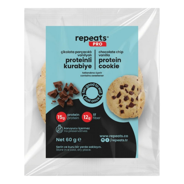 REPEATS Pro Çikolata Parçacıklı Vanilyalı Cookie 60g
