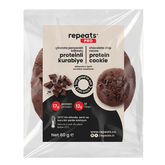 REPEATS Yüksek Proteinli Çikolata Parçacıklı Kakaolu Kurabiye 60g