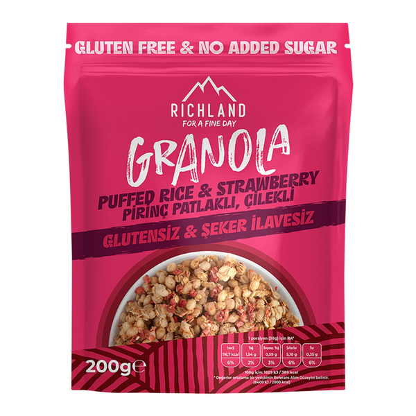 RİCHLAND Pirinç Patlaklı Çilekli Granola 200g
