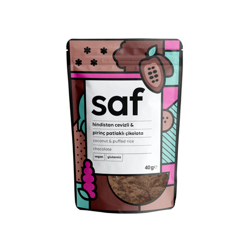 SAF Hindistan Cevizli & Pirinç Patlaklı Çikolata 40g
