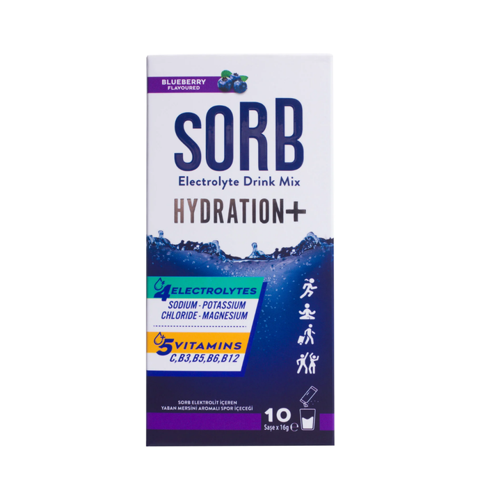 SORB - Electrolyte Drink Mix - Elektrolit, Vitamin ve Mineral Yaban Mersinli 10 Saşe