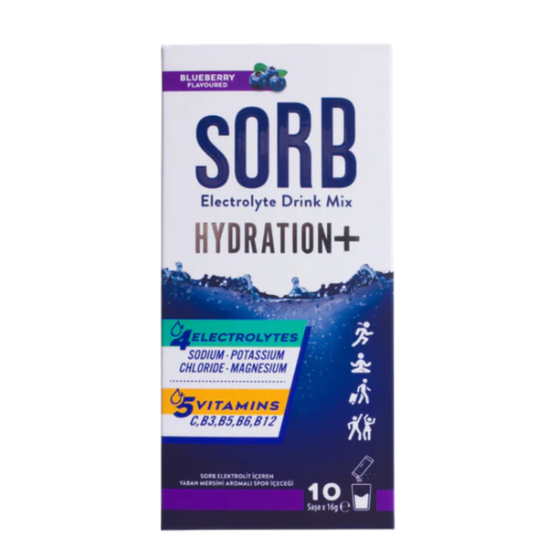 SORB - Electrolyte Drink Mix - Elektrolit, Vitamin ve Mineral Yaban Mersinli 10 Saşe