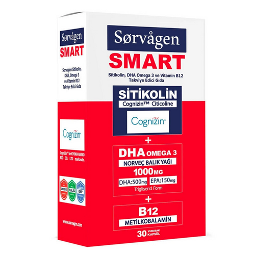 SORVAGEN Smart Sitikolin DHA Omega 3 ve B12 30 Kapsül