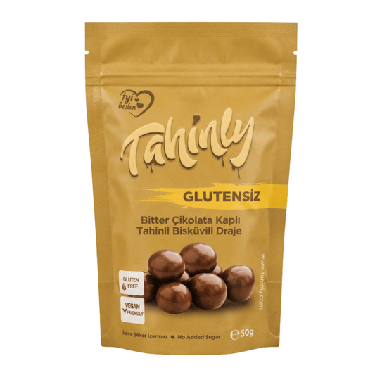 TAHİNLY Bitter Çikolata Kaplı Tahinli Bisküvili Draje 50g