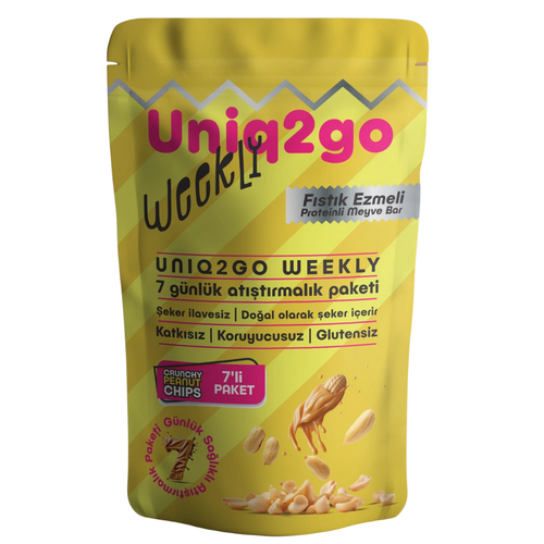 UNİQ2GO WEEKLY Fıstık Ezmeli Proteinli Meyve Bar - 7 adet 50 g.lık bar 7 x 50 g= 350g