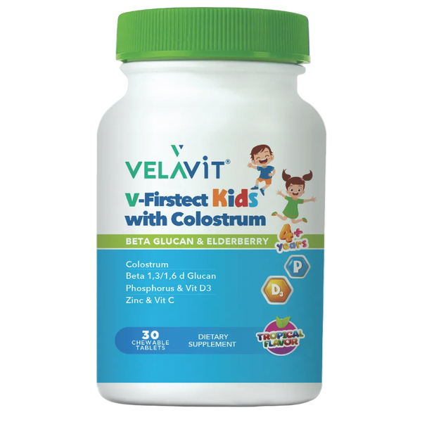 VELAVİT V-Firstect Kids with Colostrum Çiğneme Tableti 30 Tablet