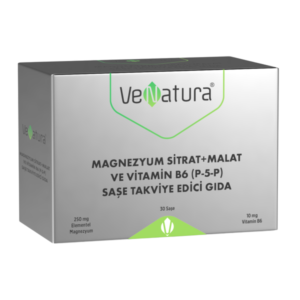 VENATURA Magnezyum Sitrat+Malat ve Vitamin B6 (P-5-P) 30 Saşe