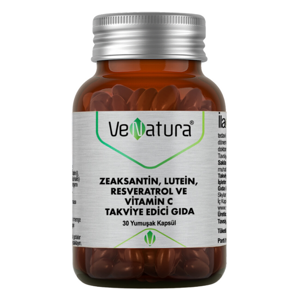 VENATURA Zeaksantin, Lutein, Resveratrol ve Vitamin C Takviye Edici Gıda 30 Kapsül