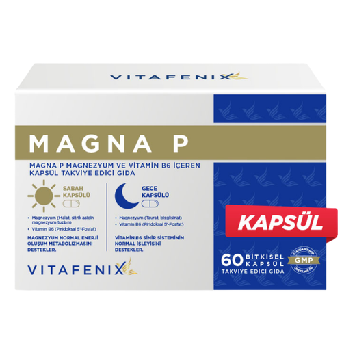 VİTAFENİX Magna P Magnezyum Ve Vitamin B6 İçeren Kapsül Takviye Edici Gıda 60 Kapsül
