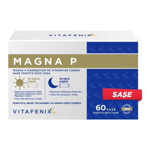 VİTAFENİX Magna P Magnezyum ve Vitamin B6 İçeren Saşe Takviye Edici Gıda 60 Saşe