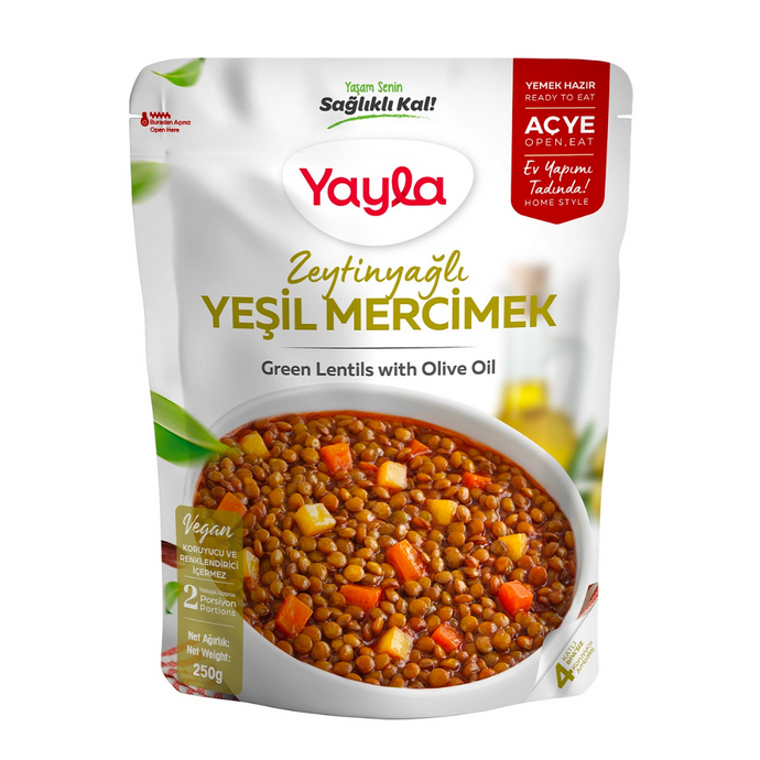 YAYLA Hazır Zeytinyağlı Yeşil Mercimek 250g