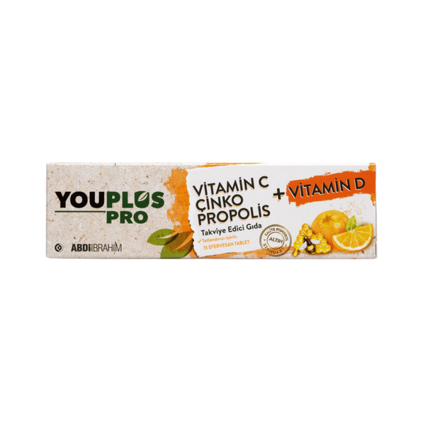 YOUPLUS Pro Vitamin C D Çinko Propolis 15 Efervesan Tablet