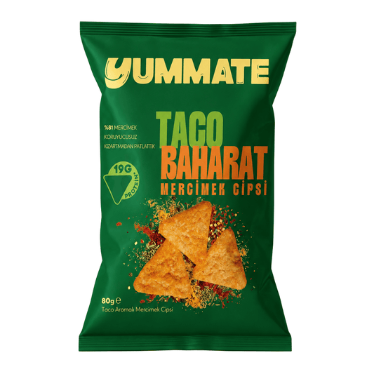 YUMMATE Taco Aromalı Mercimek Cipsi 80g