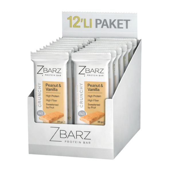 ZBARZ Crunchy Susamlı Vanilya Aromalı Yer Fıstıklı Proteinli Bar 35g x 12 Adet