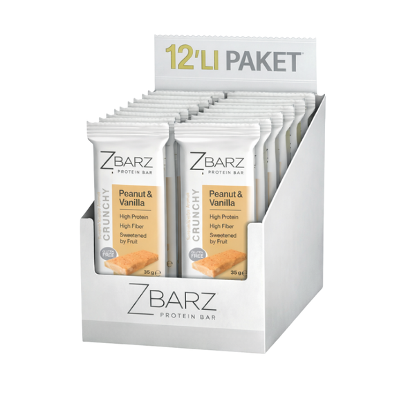 ZBARZ Crunchy Susamlı Vanilya Aromalı Yer Fıstıklı Proteinli Bar 35g x 12 Adet