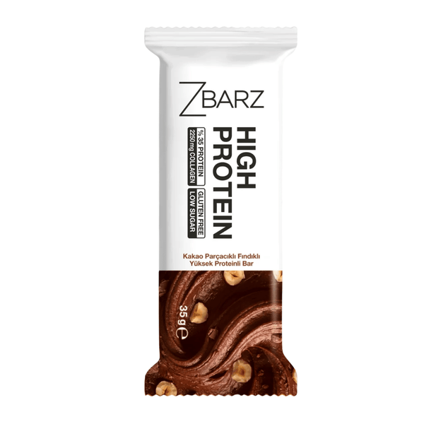 ZBARZ Kakao Parçacıklı Fındıklı Yüksek Proteinli Bar 35g