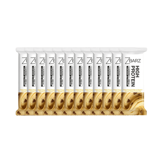 ZBARZ Kakao Parçacıklı Muz ve Karamel Aromalı Yüksek Proteinli Bar 35g x 12 Adet