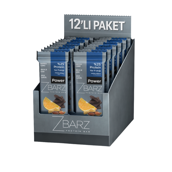 ZBARZ Power Yer Fıstıklı Portakallı Protein Bar 35g x 12 Adet