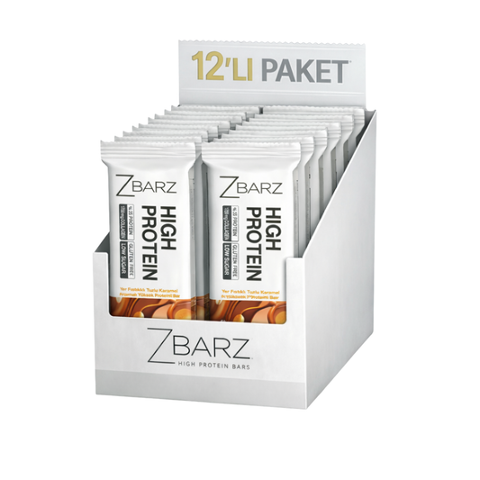 ZBARZ Yer Fıstıklı Tuzlu Karamel Aromalı Yüksek Protein Bar 35g x 12 Adet