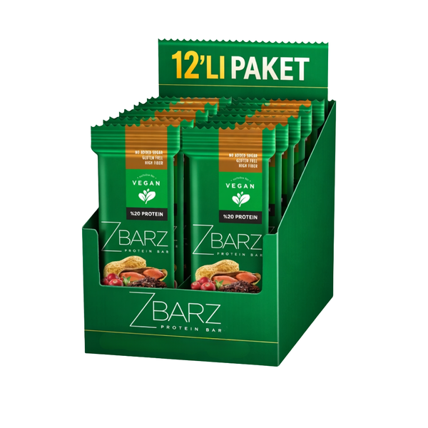ZBARZ Yer Fıstıklı Vegan Proteinli Meyve Barı 35g x 12 Adet