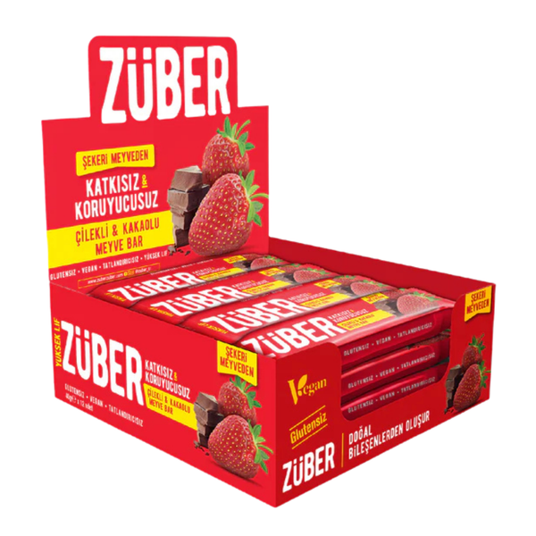 ZÜBER Çilekli Kakaolu Meyve Bar (12 Adet)