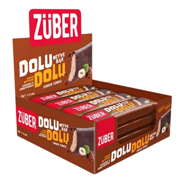 ZÜBER Dolu Dolu Fındık Ezmeli Meyve Bar 30g x 12 Adet