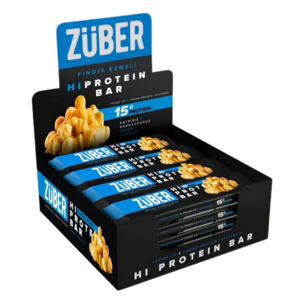 ZÜBER Fındık Ezmeli Yüksek Protein Bar 45g X 12