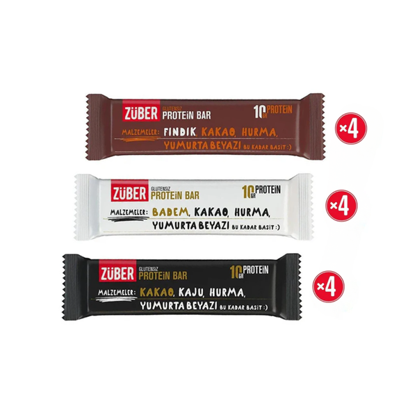 ZÜBER Kakaolu Protein Bar Deneme Paketi (12 Adet)