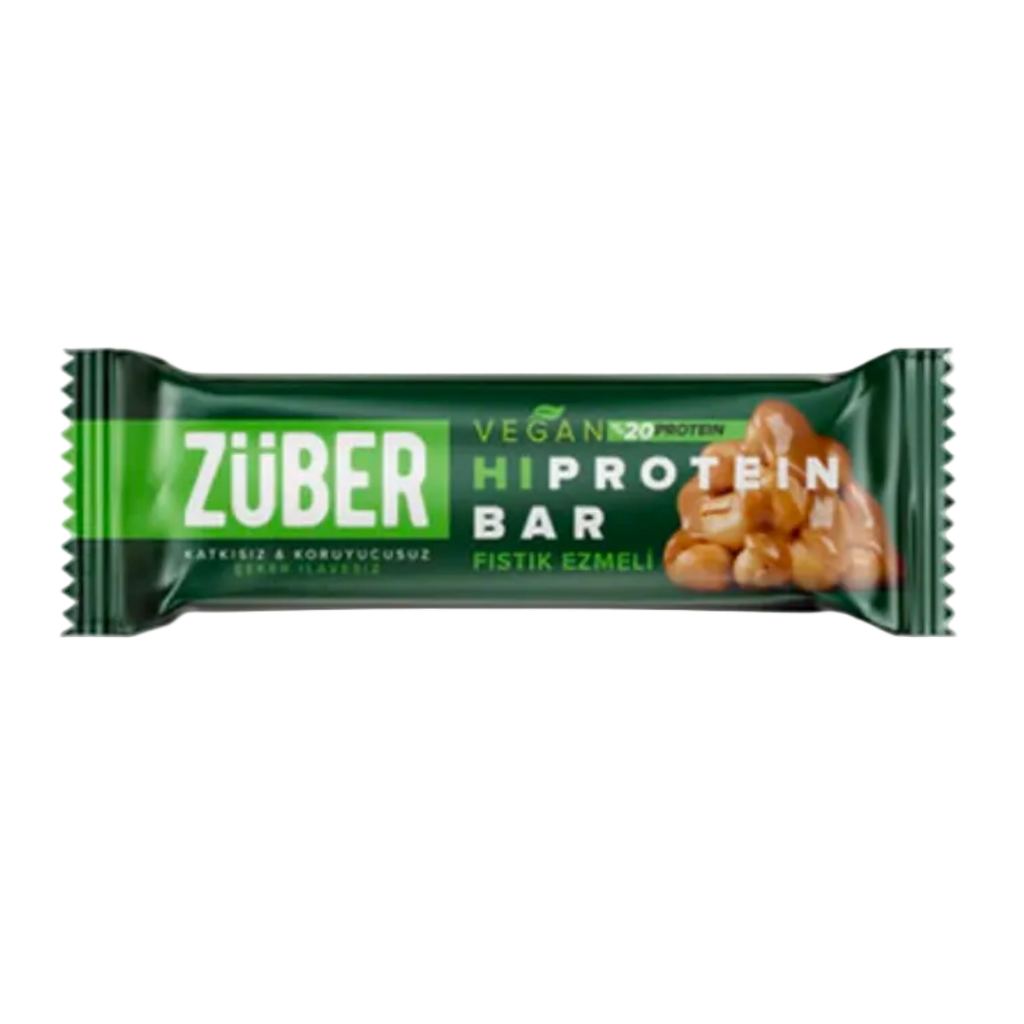 ZÜBER Fıstık Ezmeli Vegan Yüksek Proteinli Bar 45g – Özel Beslenme