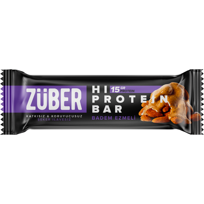 ZÜBER Badem Ezmeli Yüksek Protein Bar 45g