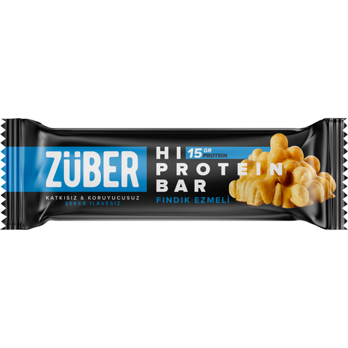 ZÜBER Fındık Ezmeli Yüksek Protein Bar 45g