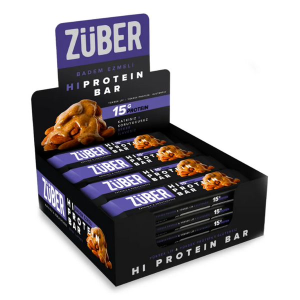 ZÜBER Badem Ezmeli Yüksek Protein Bar 45g X 12